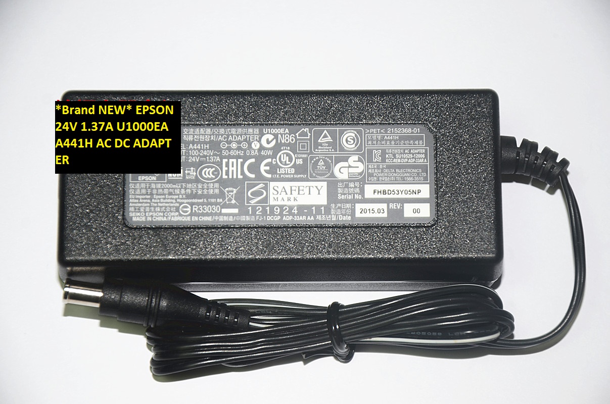 *Brand NEW* U1000EA EPSON AC100-240V 24V A441H 1.37A AC DC ADAPTER